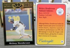 RICKEY HENDERSON (1) 1992 Cartwrights PLAYERS 1992 CHOICE Gold Card # 23