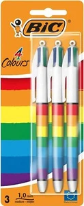 BIC 4 Rainbow Colours in 1 retractable Ball Pen - pack of 3 - Picture 1 of 6