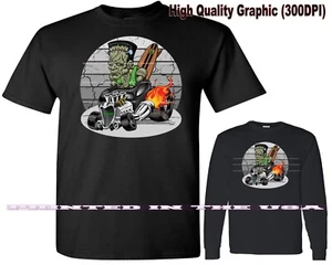 Digirods XRod Surfing Frankenstein Monster Extreme Hot Rod Cartoon Car T Shirt - Picture 1 of 6