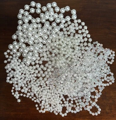 8 白色透明珠绳链加兰假日聚会装饰婚礼套装 — 第 1/4 张图片