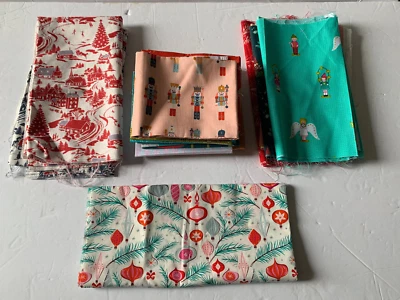 11 Christmas Fat Quarters Bundle Fabric Holiday Winter Novelty Andover More!! ++ - Image 1 of 4