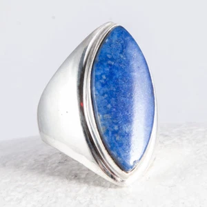 Silberring, Ring, 925 Sterlingsilber, Lapislazuli, groß, massiv, Marquise, Gr 62 - Bild 1 von 4