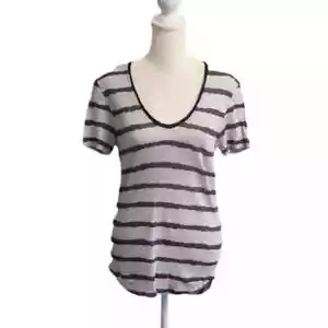 0039 Italia Top 100% lino rayas con cuello torcido - Imagen 1 de 6