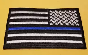 US Flagge Blue Line Polizei gestickter Aufnäher ca. 2.25x3.5" - Bild 1 von 2