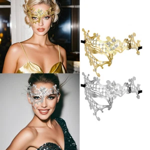 Metal Mask Shiny Rhinestone Venetian Party Evening Prom Ball Mask Bar Costumes - Picture 1 of 18