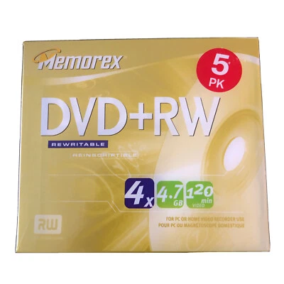5 Pack DVD+RW Memorex (2004) New, Free Shipping - Image 1 of 3