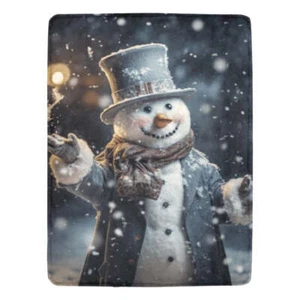 Elegante Manta de Navidad Muñeco de Nieve | Decoración del País de las Maravillas de Invierno | 60" x 80" - Imagen 1 de 4