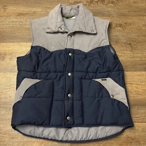 Vintage Wrangler Corduroy Gray/Blue Vest Men's L VQ460NV Made in USA - Picture 1 of 10