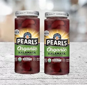 2 Pearls Organic Kalamata Pitted Greek Olives 6.oz Non-GMO~2 Jars - Picture 1 of 3
