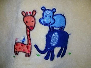 Tadpoles Microfleece Giraffe Hippo Elephant Yellow Baby Blanket Lovey - Picture 1 of 12