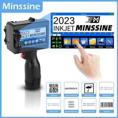 Handheld Inkjet Printer Gun 12.7mm Fast-Drying Ink Text QR Barcode Label Printer - Image 1 of 4