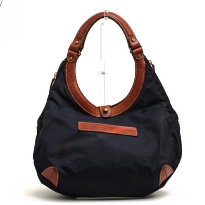 Felisi Дамская сумка с короткими ручками наплечная сумка нейлона Vachetta кожи темно-черный синий б/у - Изображение 1 из 4