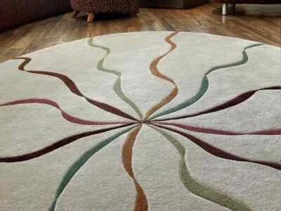 Hand Tufted Round Rug 100% Wool Area Abstract Rug For Living Room, Bedroom, Hall - Image 1 of 2