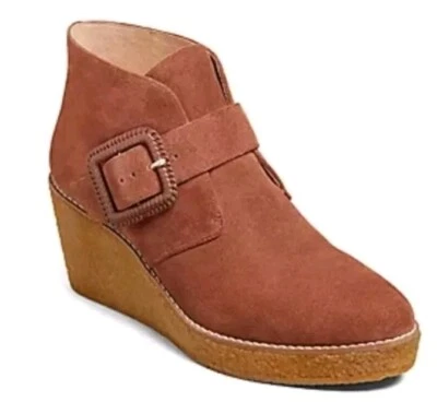 Jack Rogers izzie wedge heel ankle bootie brown suede almond toe size 6 - Image 1 of 4