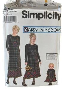 Simplicity Daisy Kingdom Pattern 9358 Dress & 18" Doll Jumper Size 7-14 - Picture 1 of 2