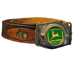 John Deere Ledergürtel mit Schnalle Herren 46 handbesetzt Oldtimer USA Traktor - Bild 1 von 12