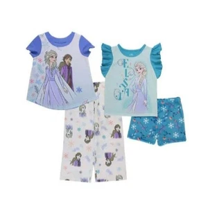 Disney Princess Frozen PJs Childrens Pajamas Anna Elsa 4 Piece Set Size 5 - Picture 1 of 7
