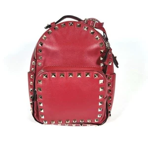 Mochila Rockstud Valentino Garavani Cuero Rojo Auténtica - Imagen 1 de 18