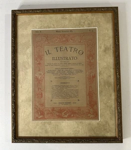 Antique Framed “Il Teatro Illustrato” 1883 Milano Italy - READ DESCRIPTION - Picture 1 of 10