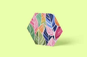 Abstrakte Blätter Hexagon – Wandbild auf Alu - Picture 1 of 3