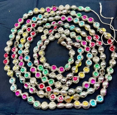 "Guirnalda de vidrio mercurio vintage de Navidad multicolor cuentas de doble sangría 90""" Foto 1 de 4