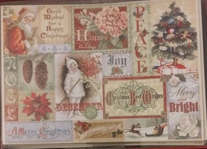 set 15 Punch Studio VINTAGE COLLAGE CHRISTMAS CARDS retro inspired NEW - Picture 1 of 2