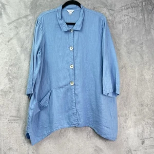 Citron Santa Monica Leinen blau Tunika Top XL Lagenlook Halbarm, asymmetrisch - Bild 1 von 14