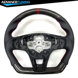 Fits 20-24 Focus & Escape CF Leather Steering Wheel W/ Red Stitching & Indicator - Picture 1 of 2
