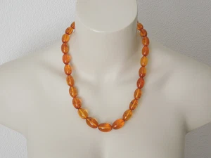 Kette Collier Natur Bernstein honigfarben Oliven 48,3 g/57 cm - Bild 1 von 9