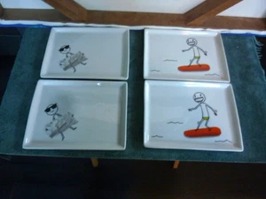 4 Crate&Barrel CB2 Oliver Appetizer Snack Plates Approx 6.5” x 5” NWOT - Picture 1 of 4