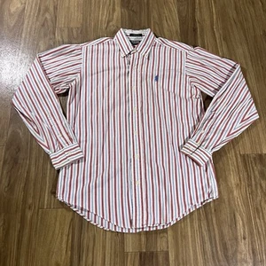 Vintage Polo Ralph Lauren Button Up Shirt 18 Boys Pink Striped Pony Logo 90s Y2K - Picture 1 of 11