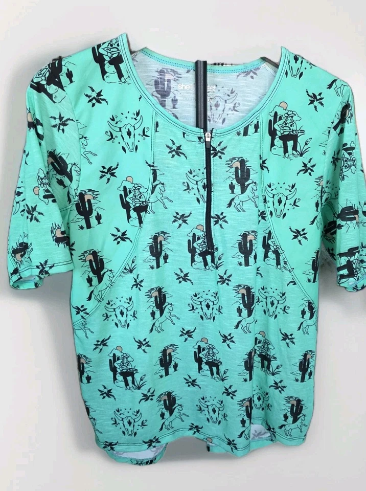 Camiseta deportiva para mujer SheBeest XL manga corta ciclo 1/2 cremallera Happy Trails Bella Goat Foto 1 de 4