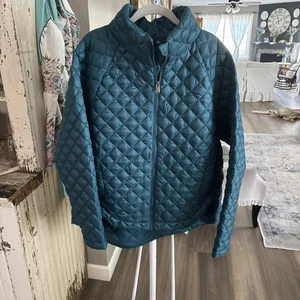 Chaqueta térmica acolchada sin plumas Whisper verde azulado ATHLETA para mujer talla XL Plus - Imagen 1 de 8