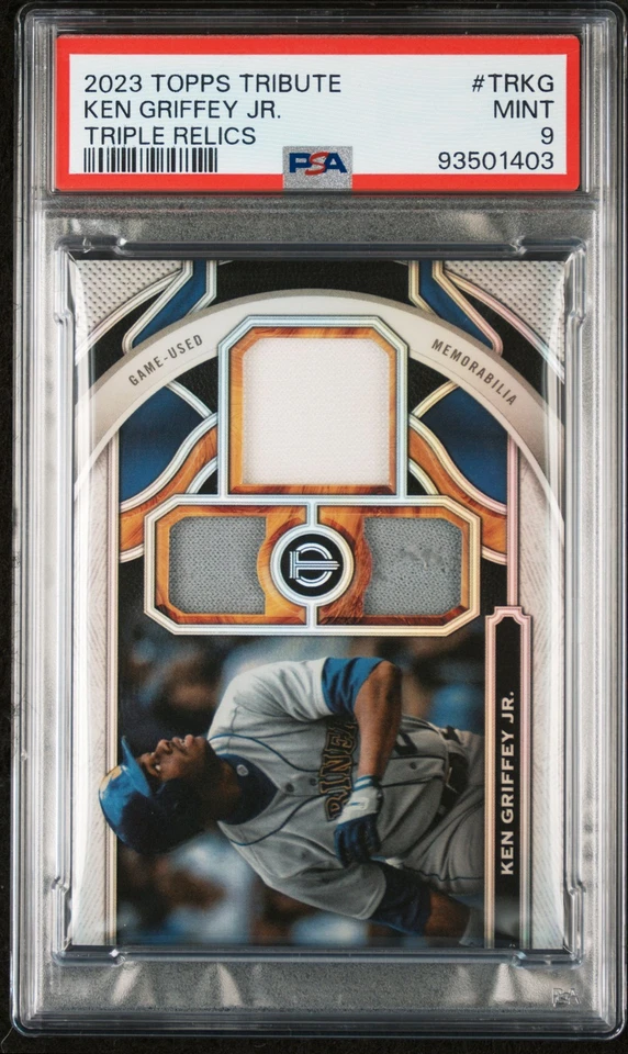 2023 Topps Tribute Tribute Triple Relics Ken Griffey JR. #TRKG PSA 9 - Image 1 of 2