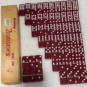 De Colección Bramy Vino Color Doble Nueve Dominó Piezas de Urea con Giro de Metal con Estante de Madera - Imagen 1 de 12