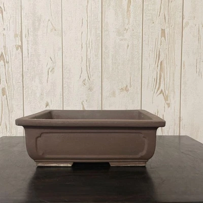 Bonsai Pot Tokoname Ware Rectangular Purple Clay Window Design 22x16x7.5cm Used - Image 1 of 4
