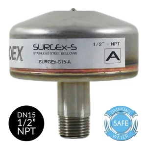SURGEx-S Stainless steel bellows water hammer Arrester, A, 1/2" DN15, 3/4" DN20 - Bild 1 von 4