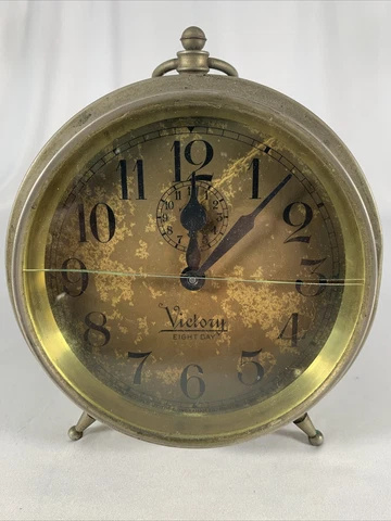 Vintage Metal Brass Victory Eight 8 Day Automatic Alarm Clock Cover