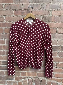 COMME des GARCONS H&M Womens Cardigan, Small Polka Crimson 100% Wool - Picture 1 of 7