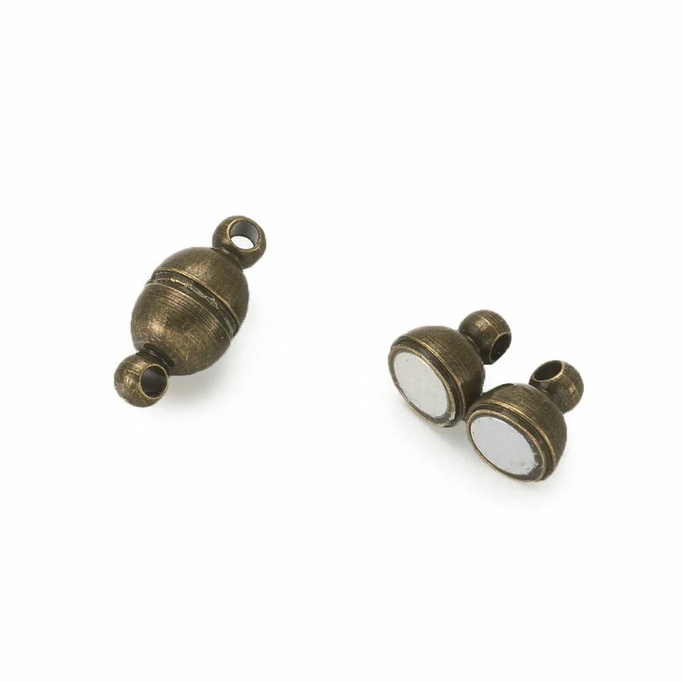 10 Set Oval Brass Magnetic Clasps Mini Nickel Free Clasps Antique Bronze 11x5mm - Image 1 of 4