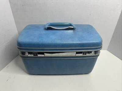 Samsonite Silhouette Suitcase Blue Vanity Train Makeup Case W/tray NO KEY/MIRROR - Image 1 of 4