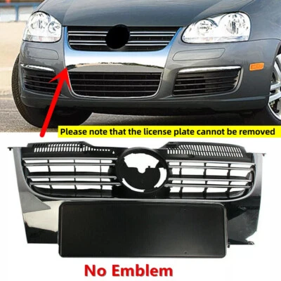 FITS 2006-2010 VW VOLKSWAGEN JETTA MK5 FRONT GRILL BUMPER UPPER GRILLE W/ CHROME — 第 1/4 张图片