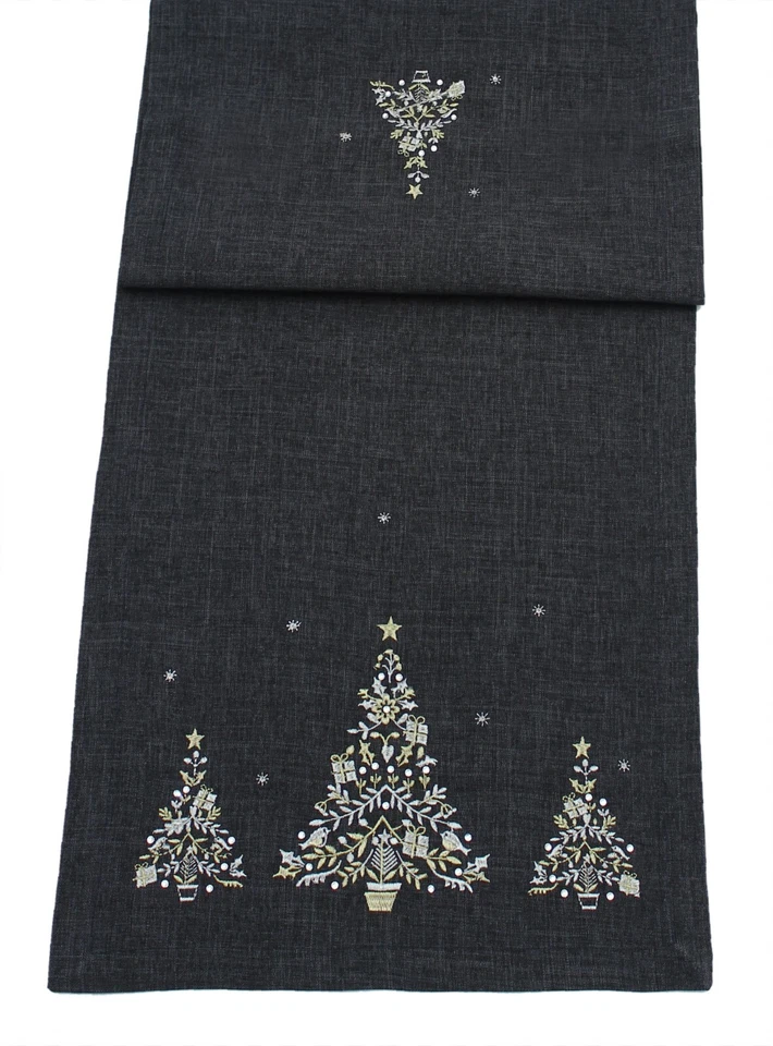 Midas Christmas Tree Embroidered Table Runner - 14" x 75" - Image 1 of 1