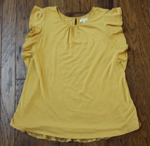 Matilda Jane Womens XS Bocce Ball Top Adventure Begins Mustard Yellow Lace Back - Picture 1 of 15