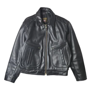 Vanson Vintage Marauder Heavy Black Leather Motorcycle Jacket Mens 44 Large L - Picture 1 of 12