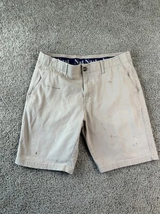 Nat Nast Shorts Mens 34 Beige Brown Chino Cotton Blend Flat Front Casual - Picture 1 of 12