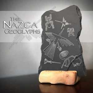 Nazca Lines Famous Ancient Art Aliens Gift Tablet Engraved on Black Slate Stone - Picture 1 of 8