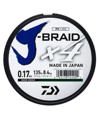 Daiwa J Braid X4 135M Vert Foncé Toutes Variétés Matériel De Pêche - Photo 1/3