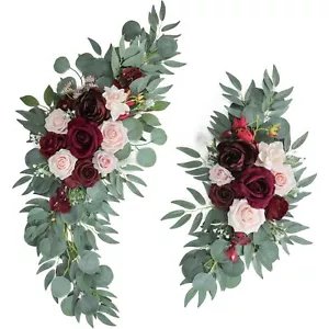Wedding Arch Flowers pack Of 2 Artificial Burgundy Wedding Flowers For Wedding - Picture 1 of 8