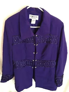 WOMENS PURPLE RHINESTONE ST ANTHONY EVENING BLAZER JACKET CHURCH SIZE 16W 44" - Picture 1 of 5